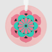 Lotus Flower Mandala, Coral Pink en Turquoise Ornament (achterkant)