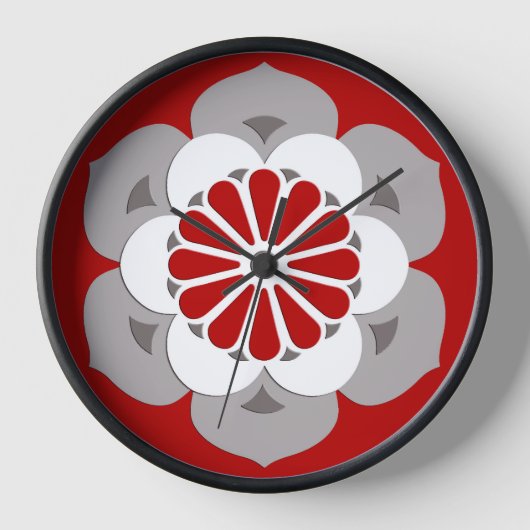 Lotus Flower Mandala, Dark Red, Grey and White (Voorkant)