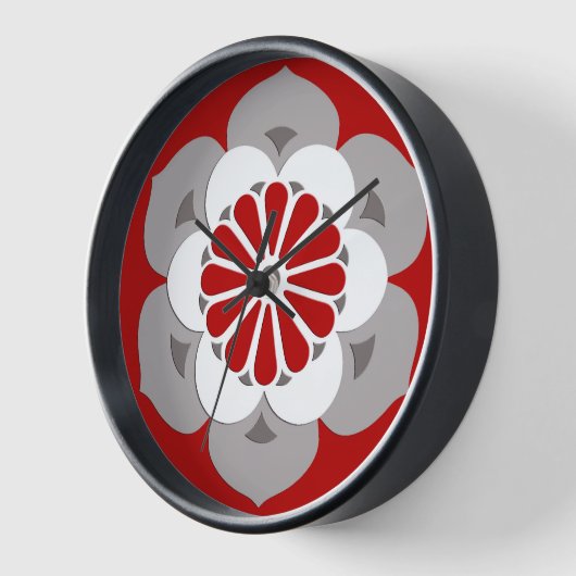 Lotus Flower Mandala, Dark Red, Grey and White (Hoek)
