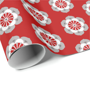Lotus Flower Mandala, Dark Red, Grey and White Cadeaupapier