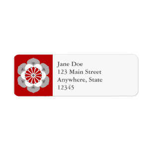 Lotus Flower Mandala, Dark Red, Grey and White Etiket