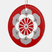 Lotus Flower Mandala, Dark Red, Grey and White Keramisch Ornament (Links)