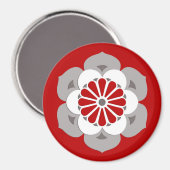 Lotus Flower Mandala, Dark Red, Grey and White Magneet (Voorkant / Achterkant)
