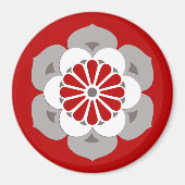 Lotus Flower Mandala, Dark Red, Grey and White Magneet (Voorkant)