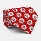 Lotus Flower Mandala, Dark Red, Grey and White Ne Stropdas (Opgerold)