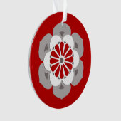 Lotus Flower Mandala, Dark Red, Grey and White Ornament (voorkant)