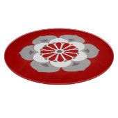 Lotus Flower Mandala, Dark Red, Grey and White Snijplank (Hoek)