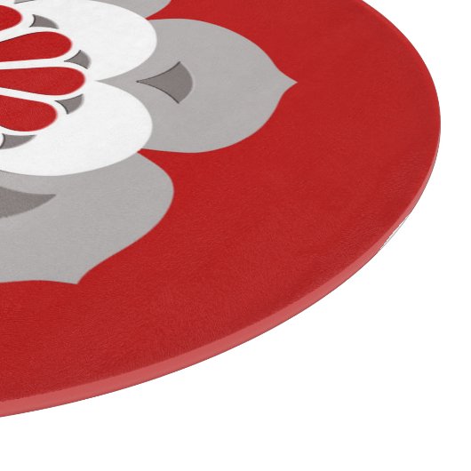 Lotus Flower Mandala, Dark Red, Grey and White Snijplank (Hoek)