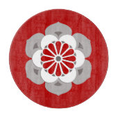 Lotus Flower Mandala, Dark Red, Grey and White Snijplank (Voorkant)