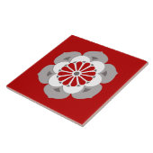 Lotus Flower Mandala, Dark Red, Grey and White Tegeltje (Zijkant)