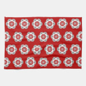 Lotus Flower Mandala, Dark Red, Grey and White Theedoek (Horizontaal)