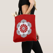 Lotus Flower Mandala, Dark Red, Grey and White Tote Bag (Dichtbij)