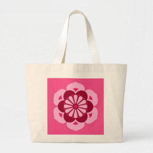 Lotus Flower Mandala, Fuchsia Pink en Burgundy Grote Tote Bag