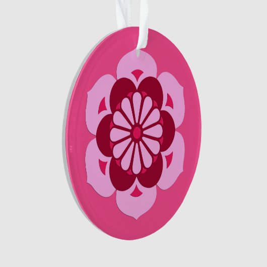 Lotus Flower Mandala, Fuchsia Pink en Burgundy Ornament (voorkant)