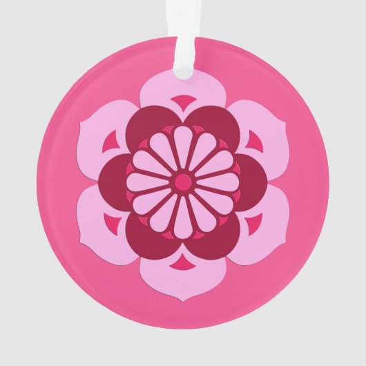Lotus Flower Mandala, Fuchsia Pink en Burgundy Ornament (achterkant)