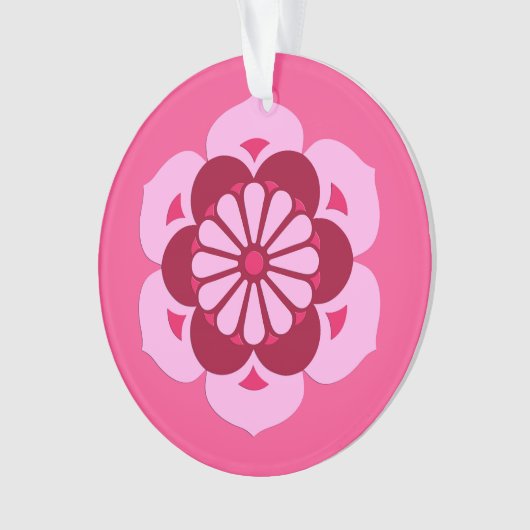 Lotus Flower Mandala, Fuchsia Pink en Burgundy Ornament (voorkant)