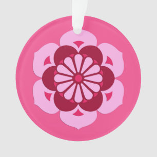 Lotus Flower Mandala, Fuchsia Pink en Burgundy Ornament