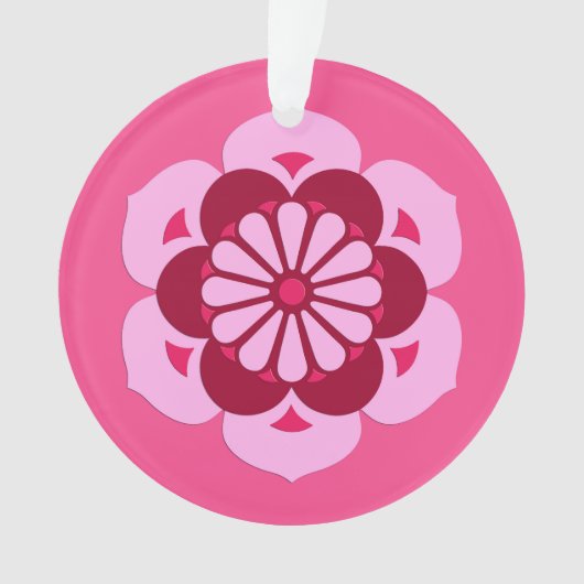 Lotus Flower Mandala, Fuchsia Pink en Burgundy Ornament (voorkant)
