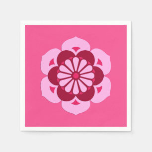 Lotus Flower Mandala, Fuchsia Pink en Burgundy Servet