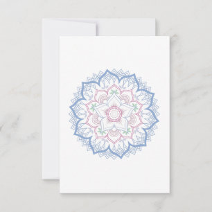 Lotus flower mandala in zachte pastelkleuren RSVP kaartje
