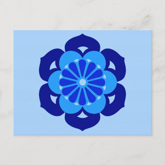 Lotus Flower Mandala, Indigo and Light Blue Briefkaart (Voorkant)