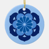 Lotus Flower Mandala, Indigo and Light Blue Keramisch Ornament (Voorkant)