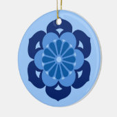 Lotus Flower Mandala, Indigo and Light Blue Keramisch Ornament (Links)