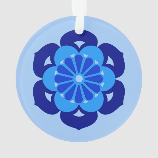 Lotus Flower Mandala, Indigo and Light Blue Ornament (achterkant)
