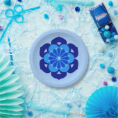 Lotus Flower Mandala, Indigo and Light Blue Papieren Bordje (Feest)