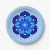 Lotus Flower Mandala, Indigo and Light Blue Papieren Bordje (Voorkant)