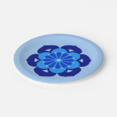 Lotus Flower Mandala, Indigo and Light Blue Papieren Bordje (Gekanteld)