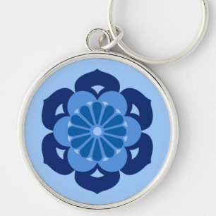 Lotus Flower Mandala, Indigo and Light Blue Sleutelhanger