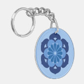Lotus Flower Mandala, Indigo and Light Blue Sleutelhanger (Voorkant Links)