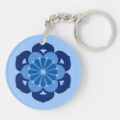 Lotus Flower Mandala, Indigo and Light Blue Sleutelhanger (Achterkant)