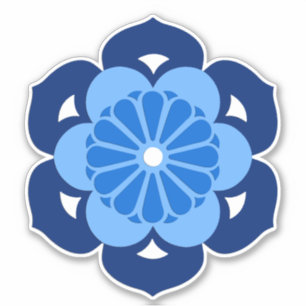 Lotus Flower Mandala, Indigo and Light Blue Sticker
