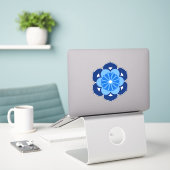 Lotus Flower Mandala, Indigo and Light Blue Sticker (Laptop op bureau)