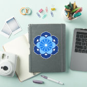 Lotus Flower Mandala, Indigo and Light Blue Sticker (iPad Cover)
