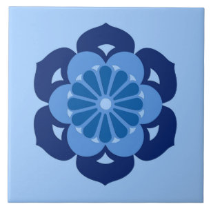Lotus Flower Mandala, Indigo and Light Blue Tegeltje