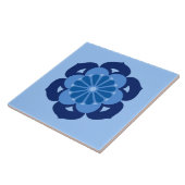 Lotus Flower Mandala, Indigo and Light Blue Tegeltje (Zijkant)