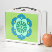 Lotus Flower Mandala, Lime Green en Light Blue (In situ)