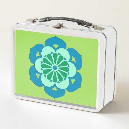 Lotus Flower Mandala, Lime Green en Light Blue (Voorkant)