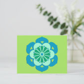 Lotus Flower Mandala, Lime Green en Light Blue Briefkaart (Staand voorkant)