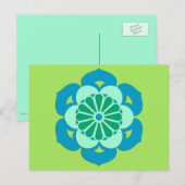 Lotus Flower Mandala, Lime Green en Light Blue Briefkaart (Voorkant / Achterkant)
