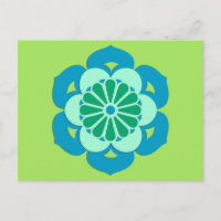 Lotus Flower Mandala, Lime Green en Light Blue