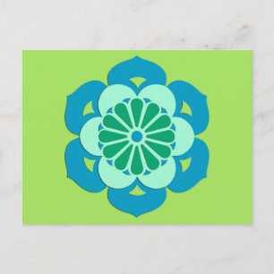 Lotus Flower Mandala, Lime Green en Light Blue Briefkaart