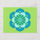 Lotus Flower Mandala, Lime Green en Light Blue Briefkaart (Voorkant)