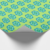Lotus Flower Mandala, Lime Green en Light Blue Cadeaupapier (Hoek)