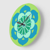 Lotus Flower Mandala, Lime Green en Light Blue Grote Klok (Hoek)