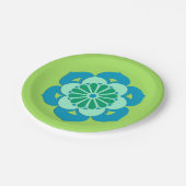 Lotus Flower Mandala, Lime Green en Light Blue Papieren Bordje (Gekanteld)