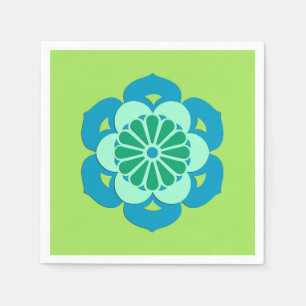 Lotus Flower Mandala, Lime Green en Light Blue Servetten